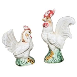 Napco Japan Rooster 114455 Hen Salt Pepper Shakers Vintage Ceramic Farm Kitchen